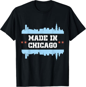 Made in Chicago Illinois Born Bred Chicago Skyline T-Shirt - T-Shirt | Black