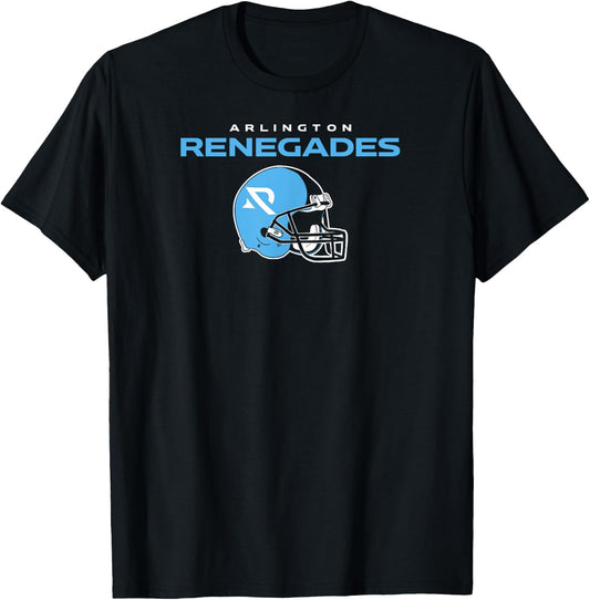 BreakingT Arlington Renegades UFL Vintage Helmet Black -Adults Short Sleeve Classic Fit Cotton Blend Small T-Shirt - T-Shirt | Black