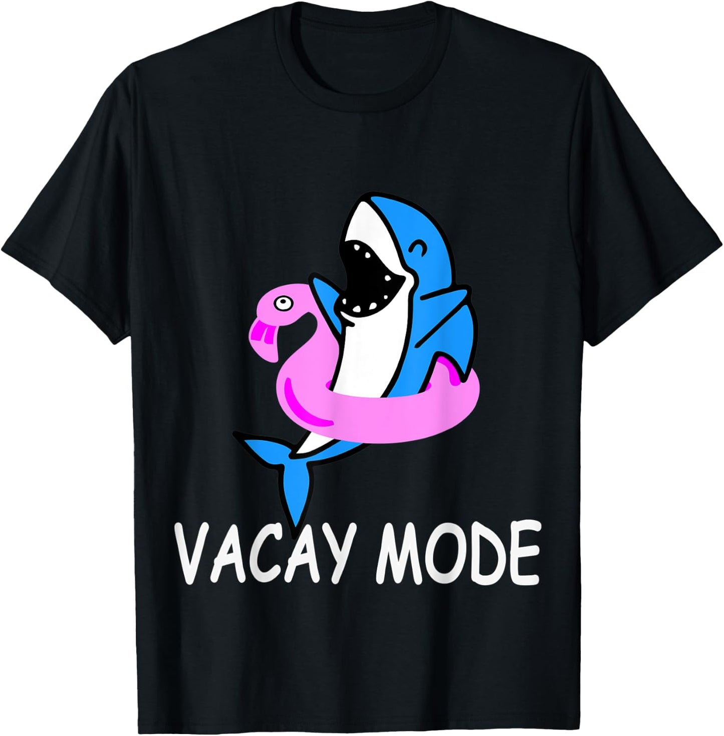 Vacay Mode Funny Cute Shark Summer Holiday Family Vacation T-Shirt - T-Shirt | Black