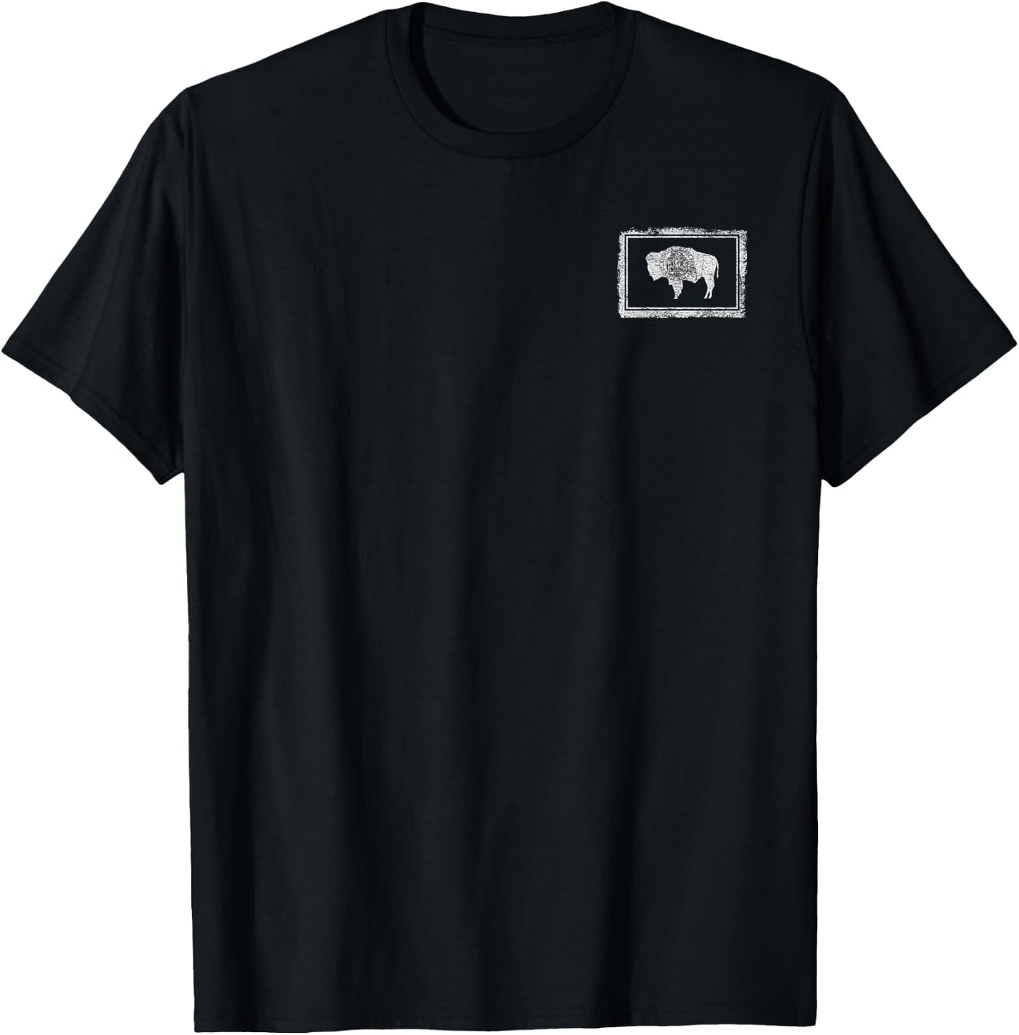 State of Wyoming Flag American Bison T-Shirt - T-Shirt | Black