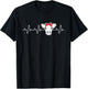 Cattle Cow Heart Valve EKG Heartbeat, Cute Cow Lover funny T-Shirt - T-Shirt | Black