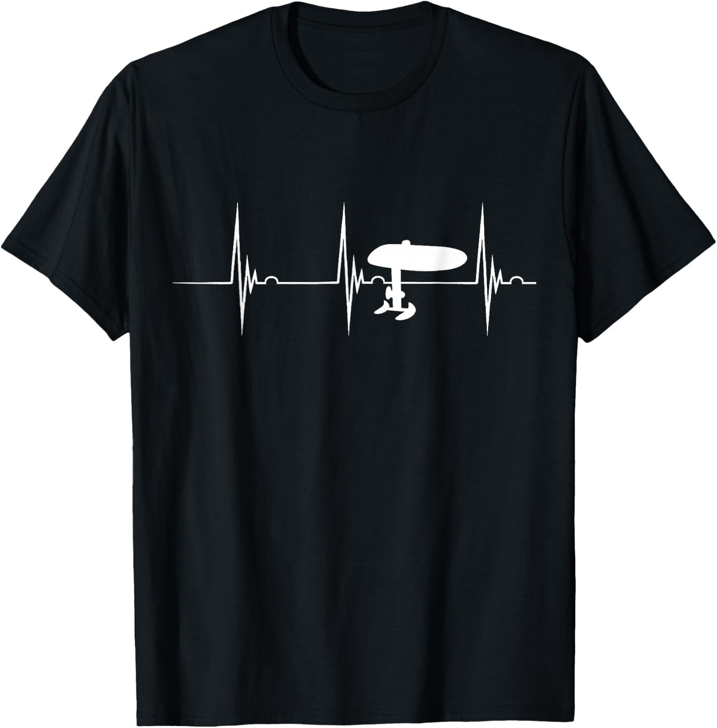 Elektrisches Hydrofoil Surfboard Efoil Heartbeat EKG Pulsfolie T-Shirt - T-Shirt | Black