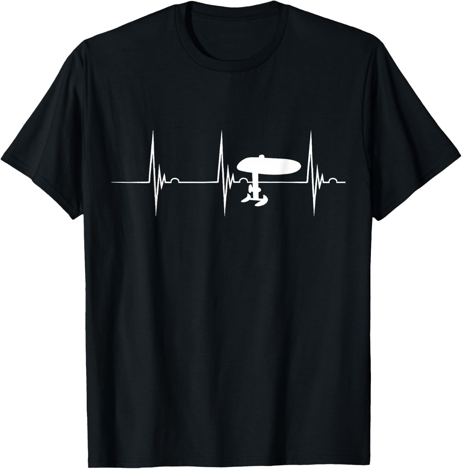 Elektrisches Hydrofoil Surfboard Efoil Heartbeat EKG Pulsfolie T-Shirt - T-Shirt | Black