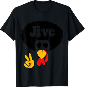 Peace Sign Jive Turkey Face Funny Thanksgiving Shirt Gift T-Shirt - T-Shirt | Black