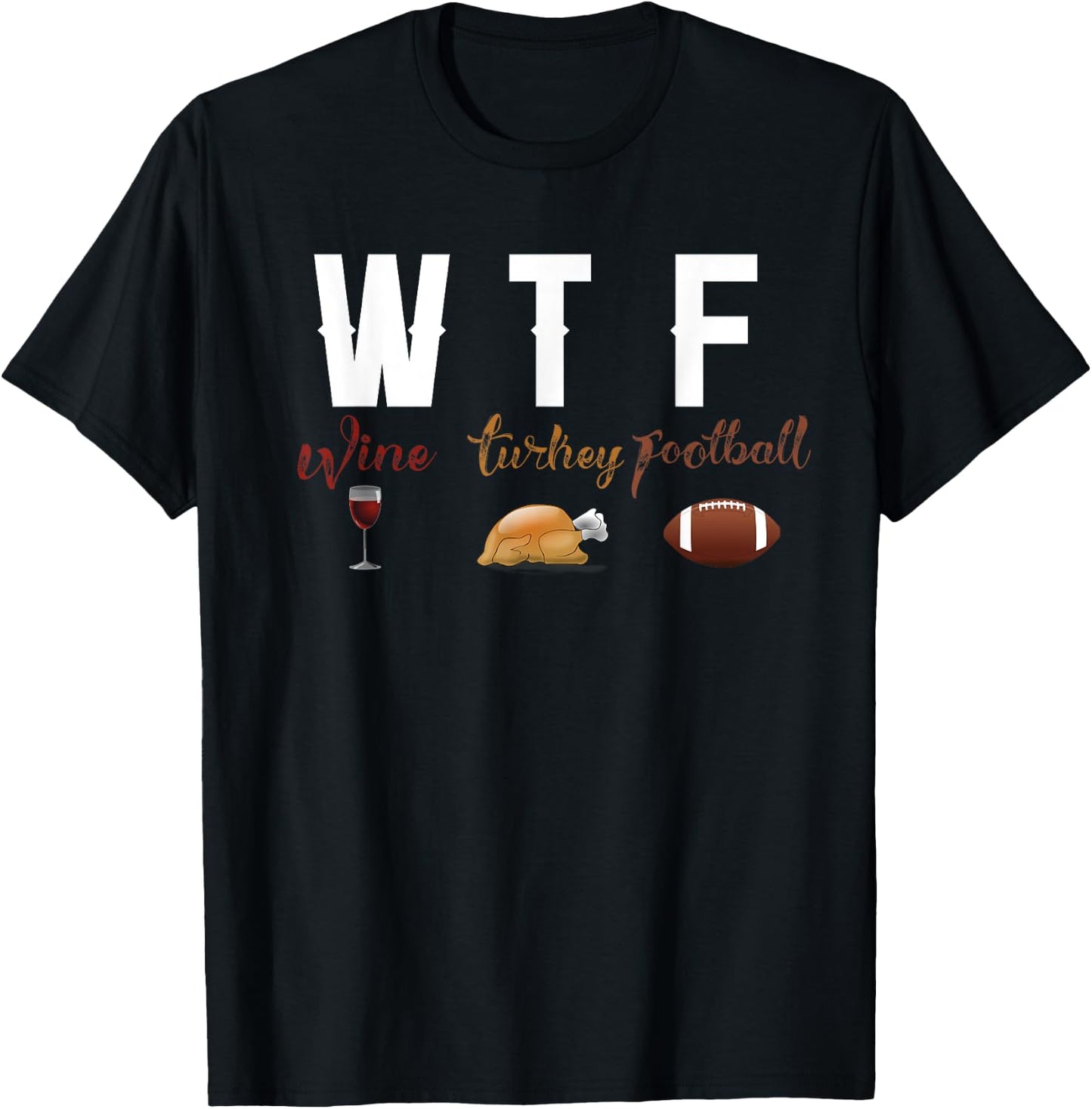 Wine Turkey Football Girl Thanksgiving Football Shirt T-Shirt - T-Shirt | Black