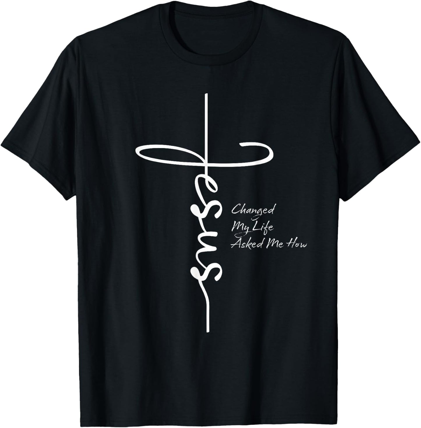 Vintage Zitat Jesus Changed My Life Asked Me How T-Shirt - T-Shirt | Black