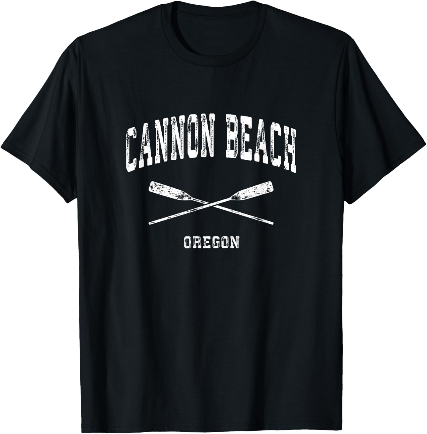 Cannon Beach Oregon Vintage Nautical Crossed Oars T-Shirt - T-Shirt | Black