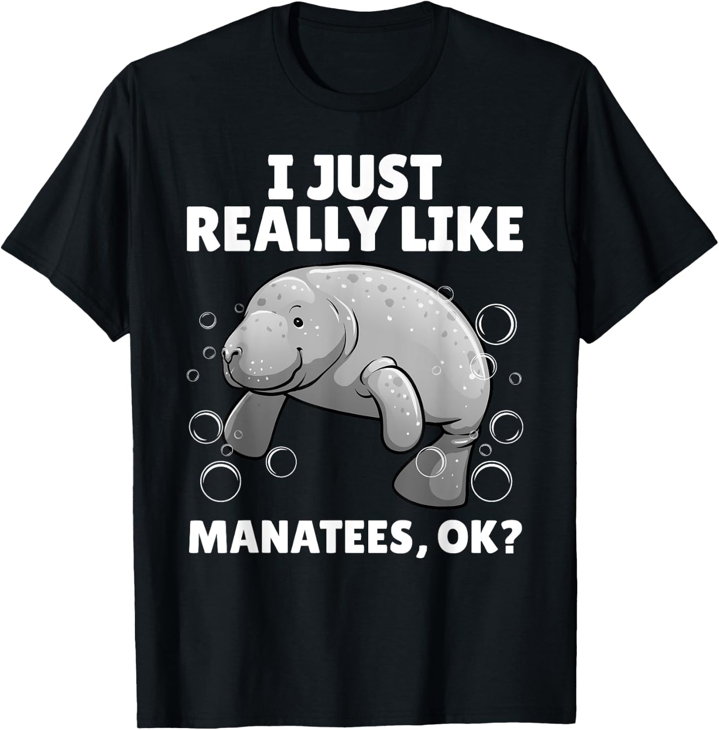 Funny Manatee Art Women Kids Sea Cow Manatee Lover T-Shirt - T-Shirt | Black