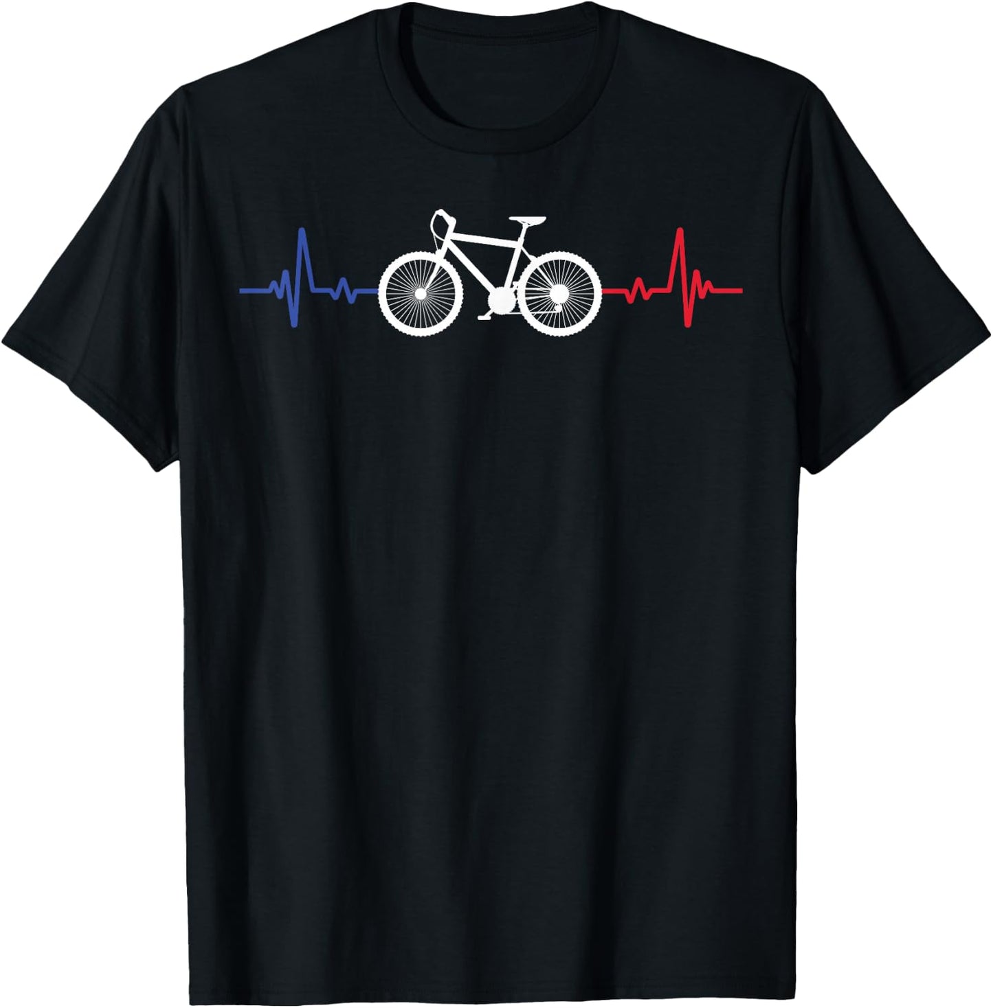 Bicycle Bike Cyclism Cycling Mtb Heartbeat Humour T-Shirt - T-Shirt | Black