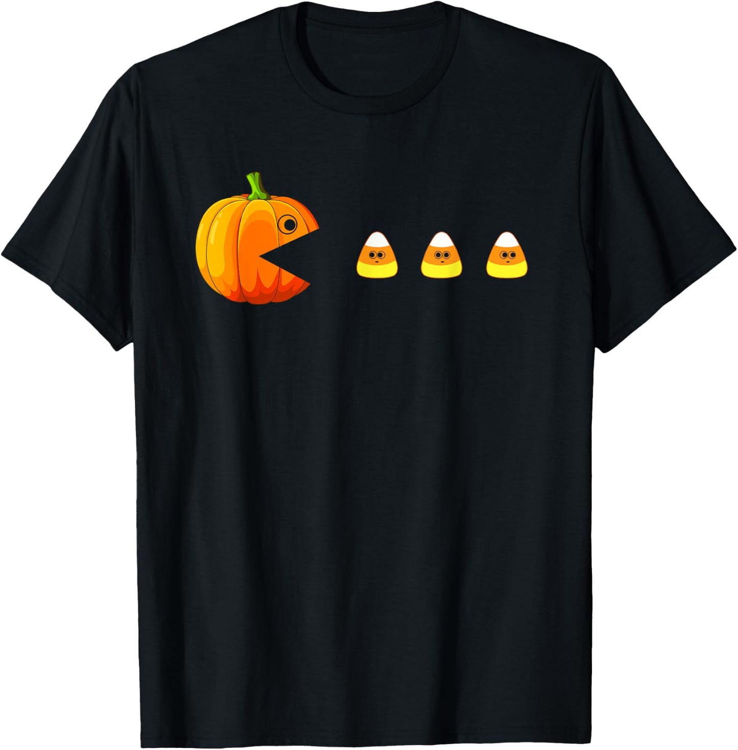 Funny Pumpkin Eating Candy Corn Halloween Boys Girls Kids T-Shirt - T-Shirt | Black