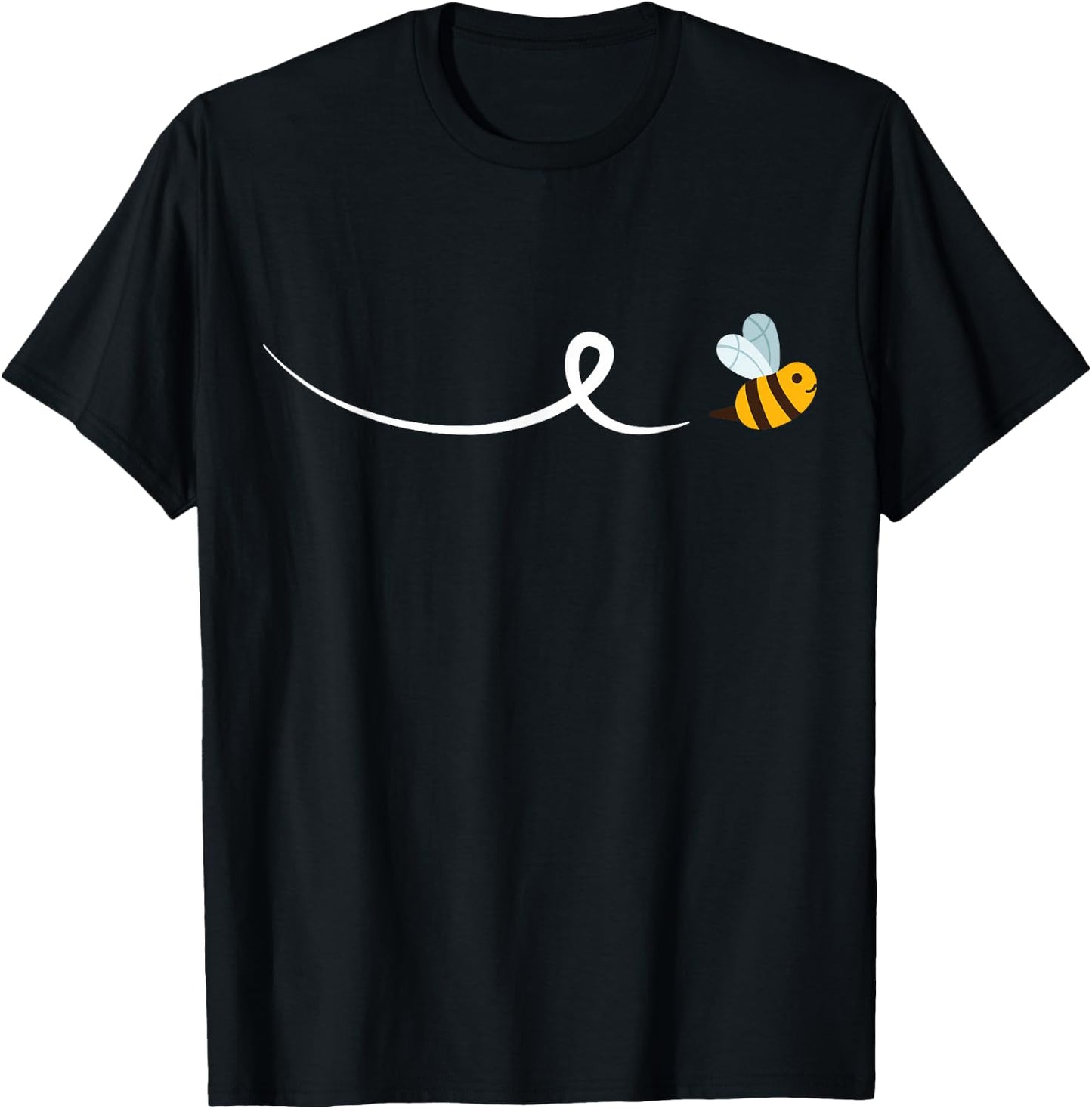 Lone Adorable Bee Flying Cute Flying Bee - -Adults, Kids - Black - Short Sleeve - Modern Nature Cute T-Shirt - T-Shirt | Black