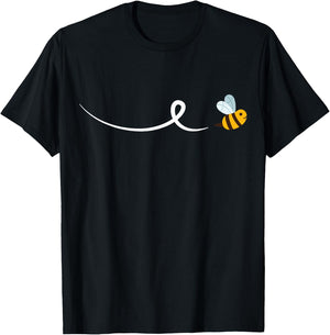 Lone Adorable Bee Flying Cute Flying Bee - -Adults, Kids - Black - Short Sleeve - Modern Nature Cute T-Shirt - T-Shirt | Black