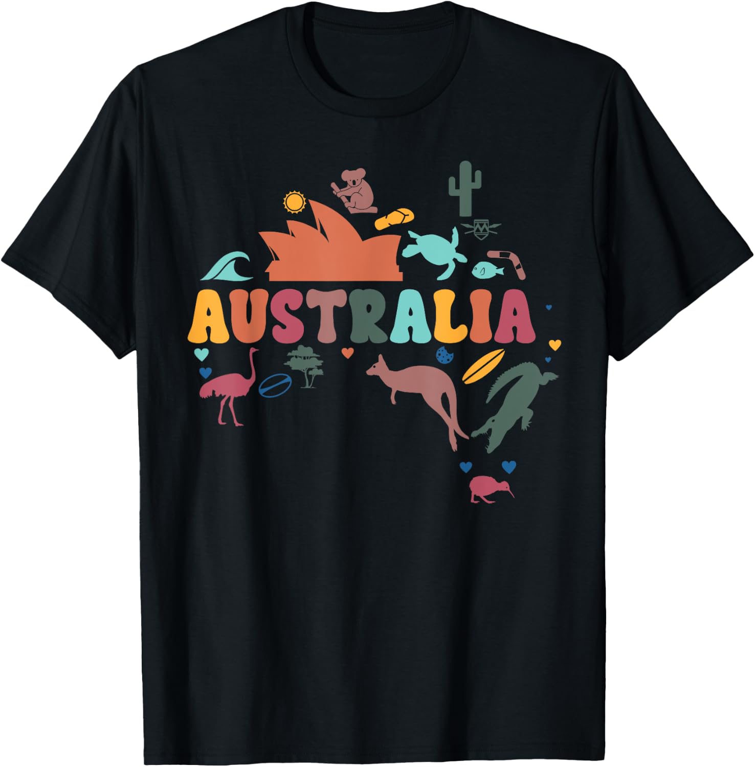 Australian Kangaroo Map Australia Day Souvenir T-Shirt - T-Shirt | Black
