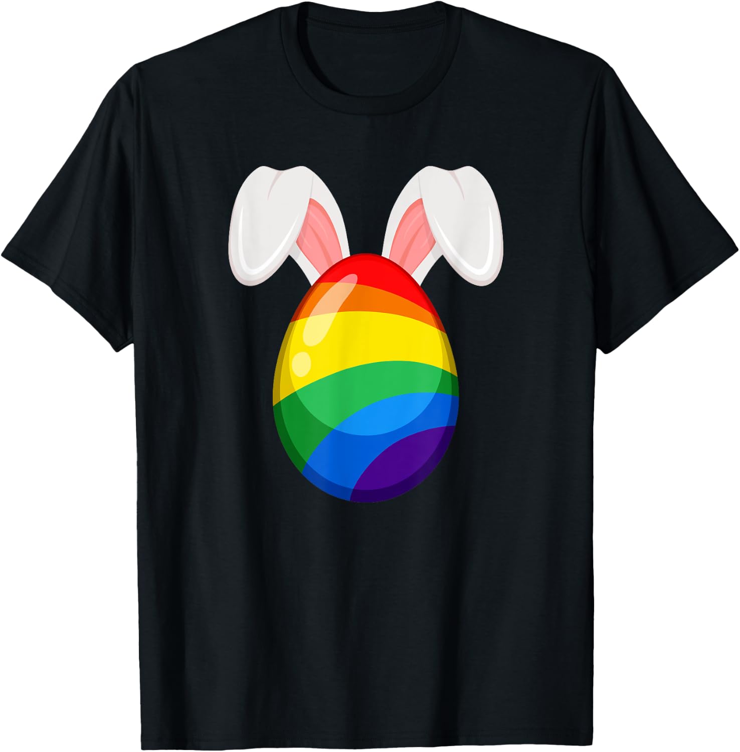 Gay Easter Bunny Ears Rainbow Egg LGBTQ Pride T-Shirt - T-Shirt | Black