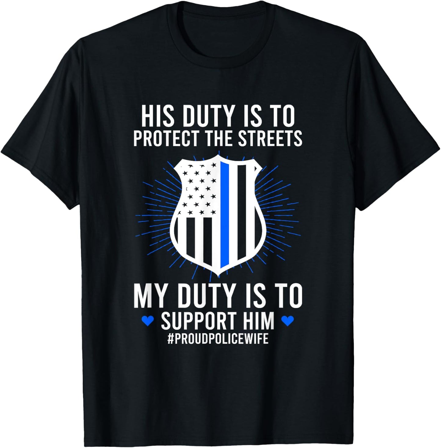 Policeman Wife Of A Police Officer Wife Proud Police Wife - Women's Police Theme - Black, Small T-Shirt - T-Shirt | Black