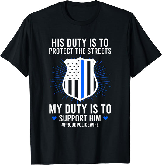Policeman Wife Of A Police Officer Wife Proud Police Wife - Women's Police Theme - Black, Small T-Shirt - T-Shirt | Black