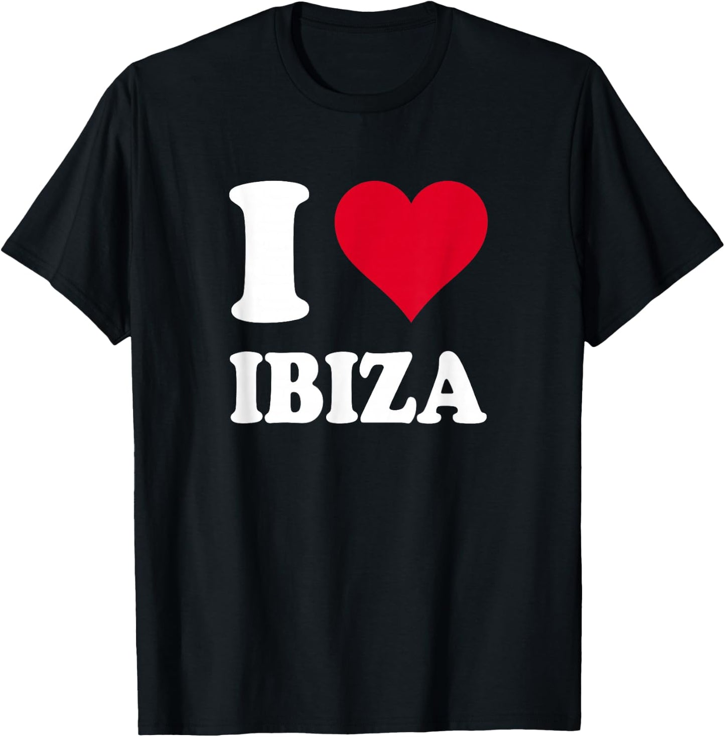 Red Heart I Love Ibiza , Black, S T-Shirt - T-Shirt | Black