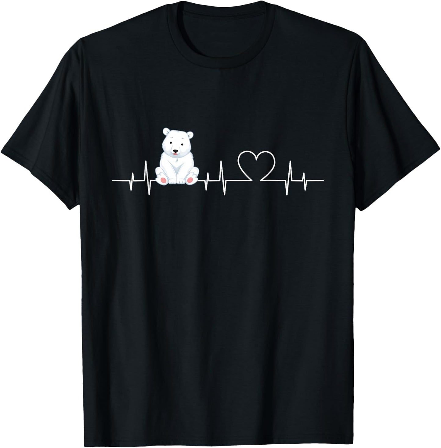 ECG-Heartbeat Eisbär - Funny Polar Bear , black, s T-Shirt - T-Shirt | Black