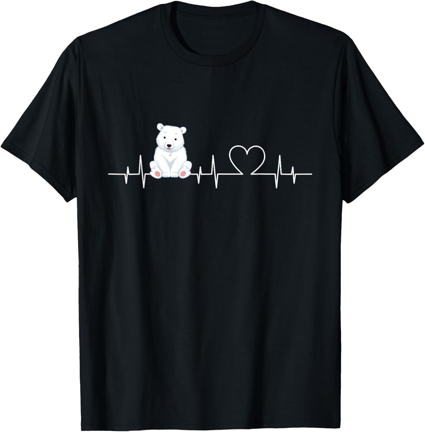 ECG-Heartbeat Eisbär - Funny Polar Bear , black, s T-Shirt - T-Shirt | Black