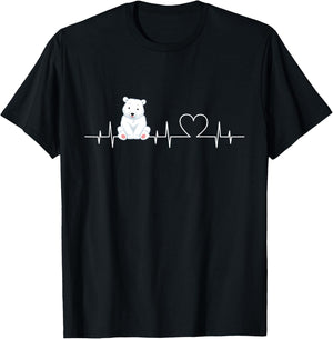 ECG-Heartbeat Eisbär - Funny Polar Bear , black, s T-Shirt - T-Shirt | Black