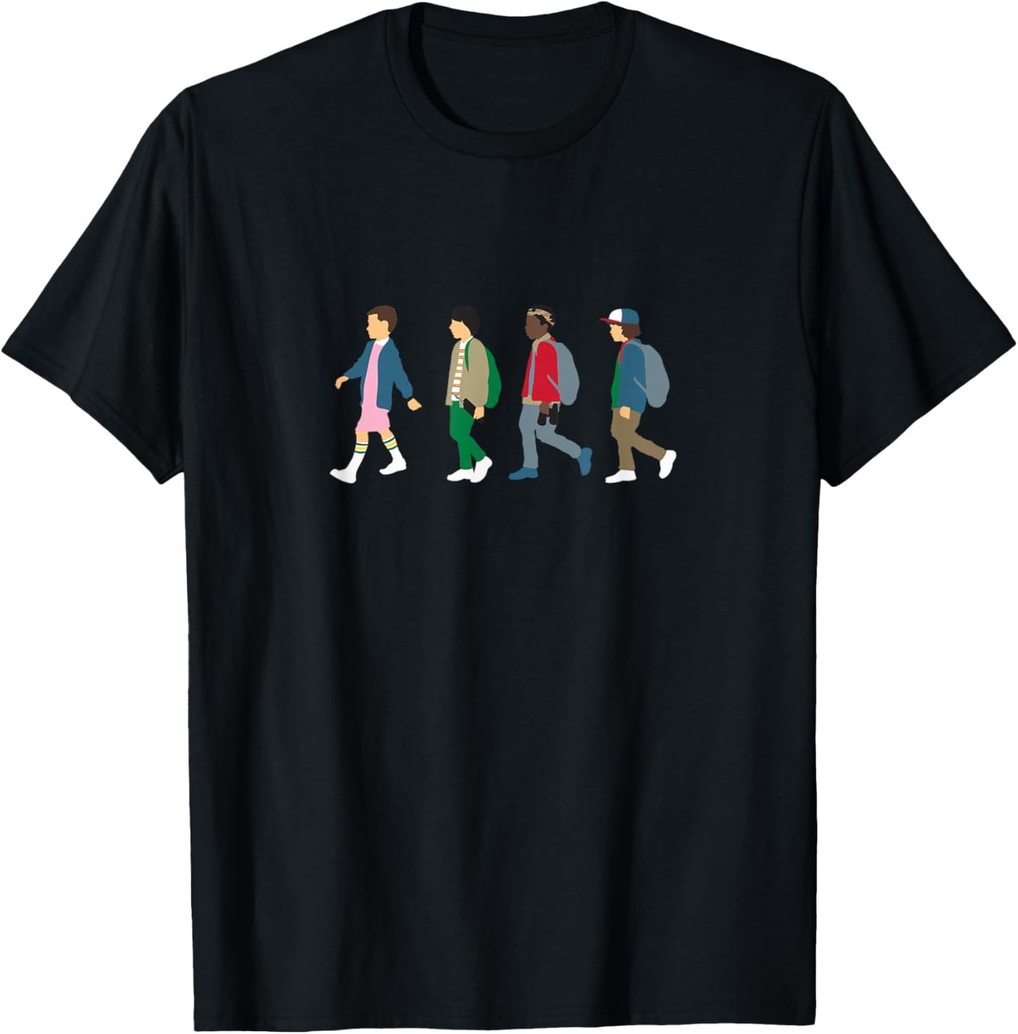 Stranger Things Eleven, Lucas, Mike & Dustin , black T-Shirt - T-Shirt | Black