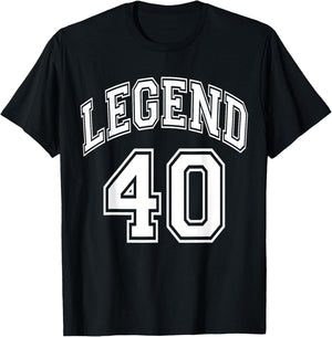 Legend 40 Number Varsity Team - 40th Birthday & 40 Years Old T-Shirt - T-Shirt | Black
