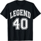 Legend 40 Number Varsity Team - 40th Birthday & 40 Years Old T-Shirt - T-Shirt | Black