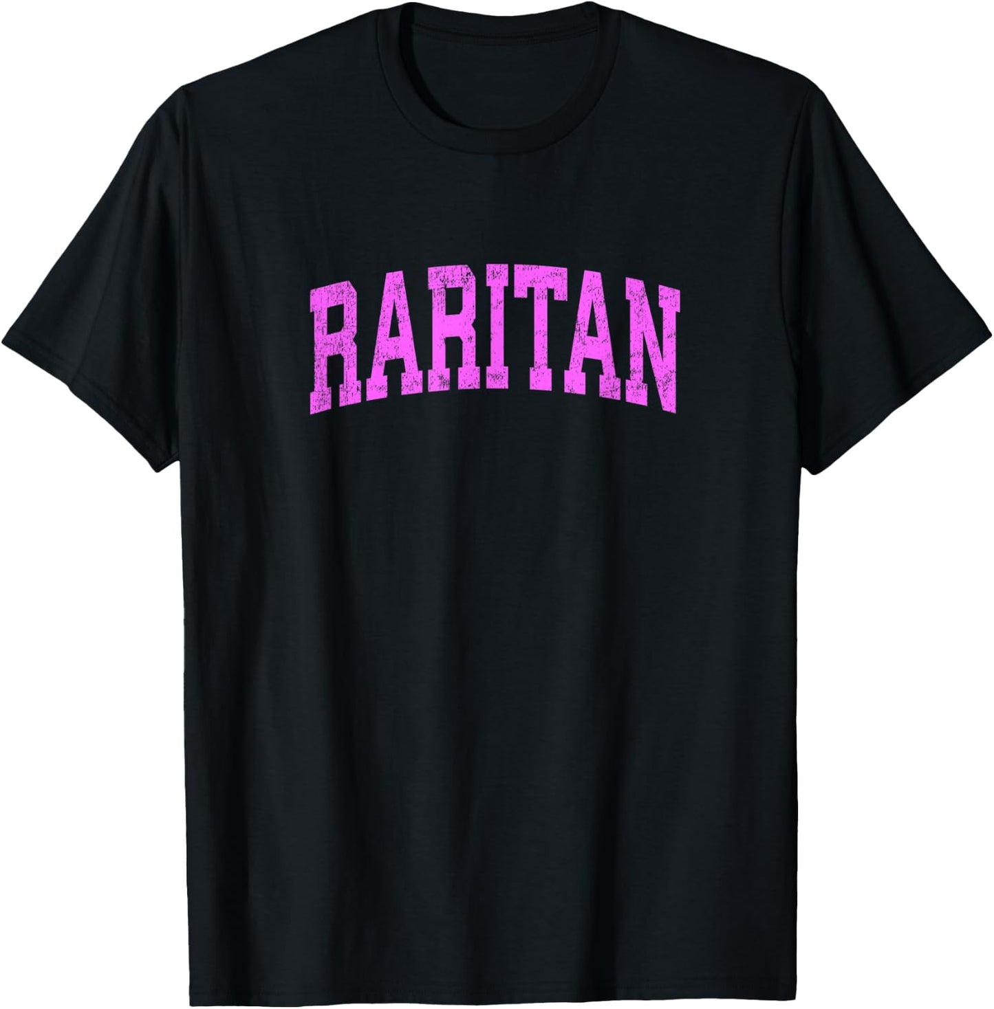 Raritan New Jersey NJ Vintage Athletic Sports Pink Design T-Shirt - T-Shirt | Black