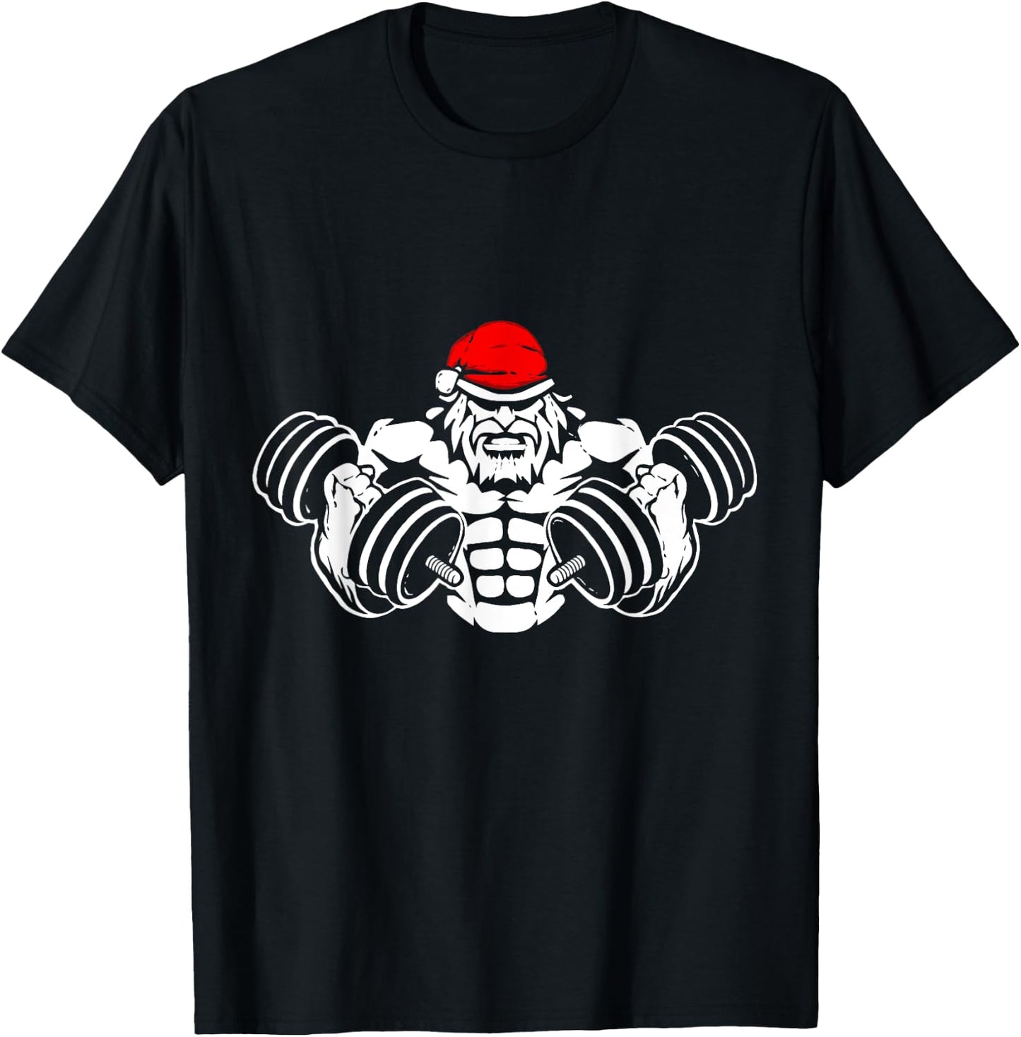 Funny Christmas Santa - Workout Gym Rat Xmas Humor T-Shirt - T-Shirt | Black