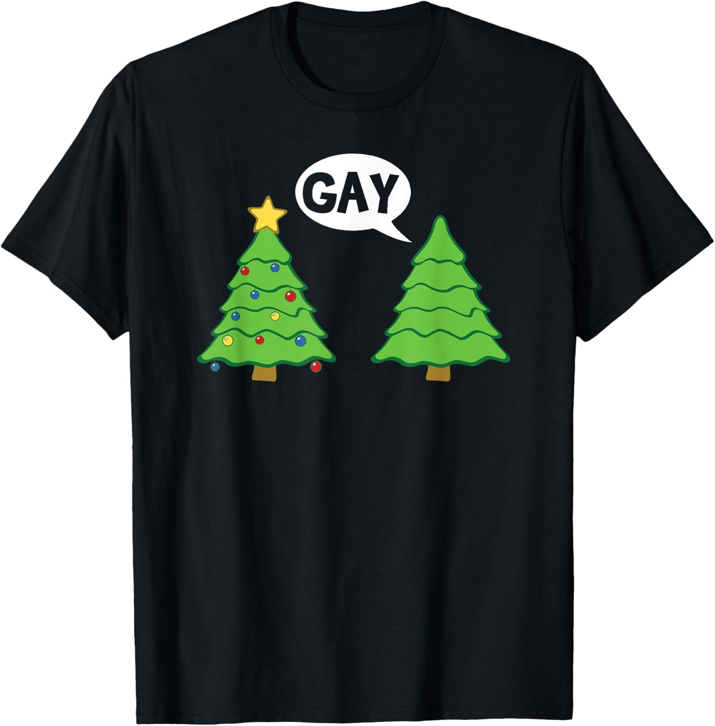Gay Christmas Tree Funny Xmas Holiday Bisexual Pride T-Shirt - T-Shirt | Black