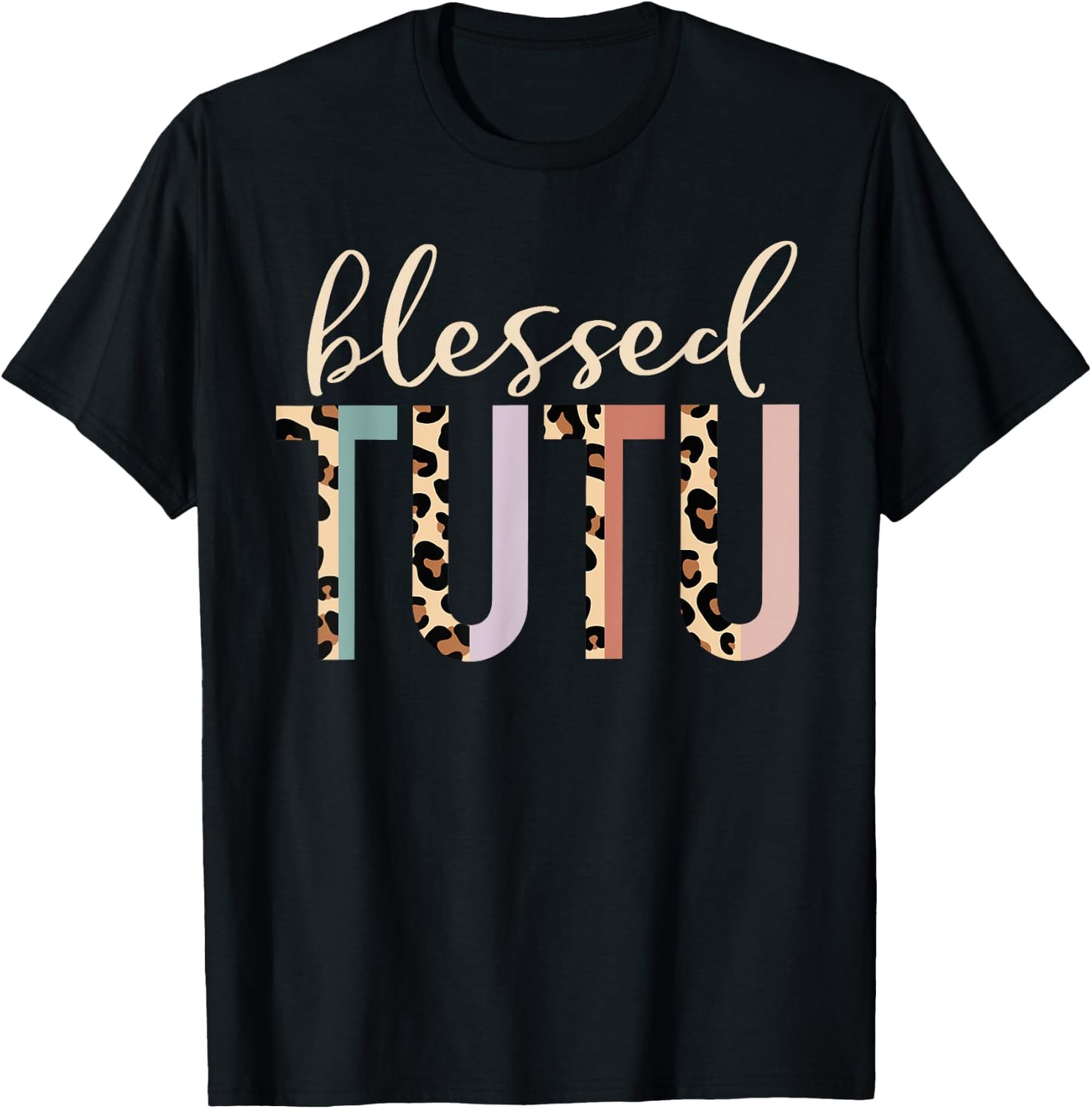 Blessed Tutu Cute Leopard Print T-Shirt - T-Shirt | Black