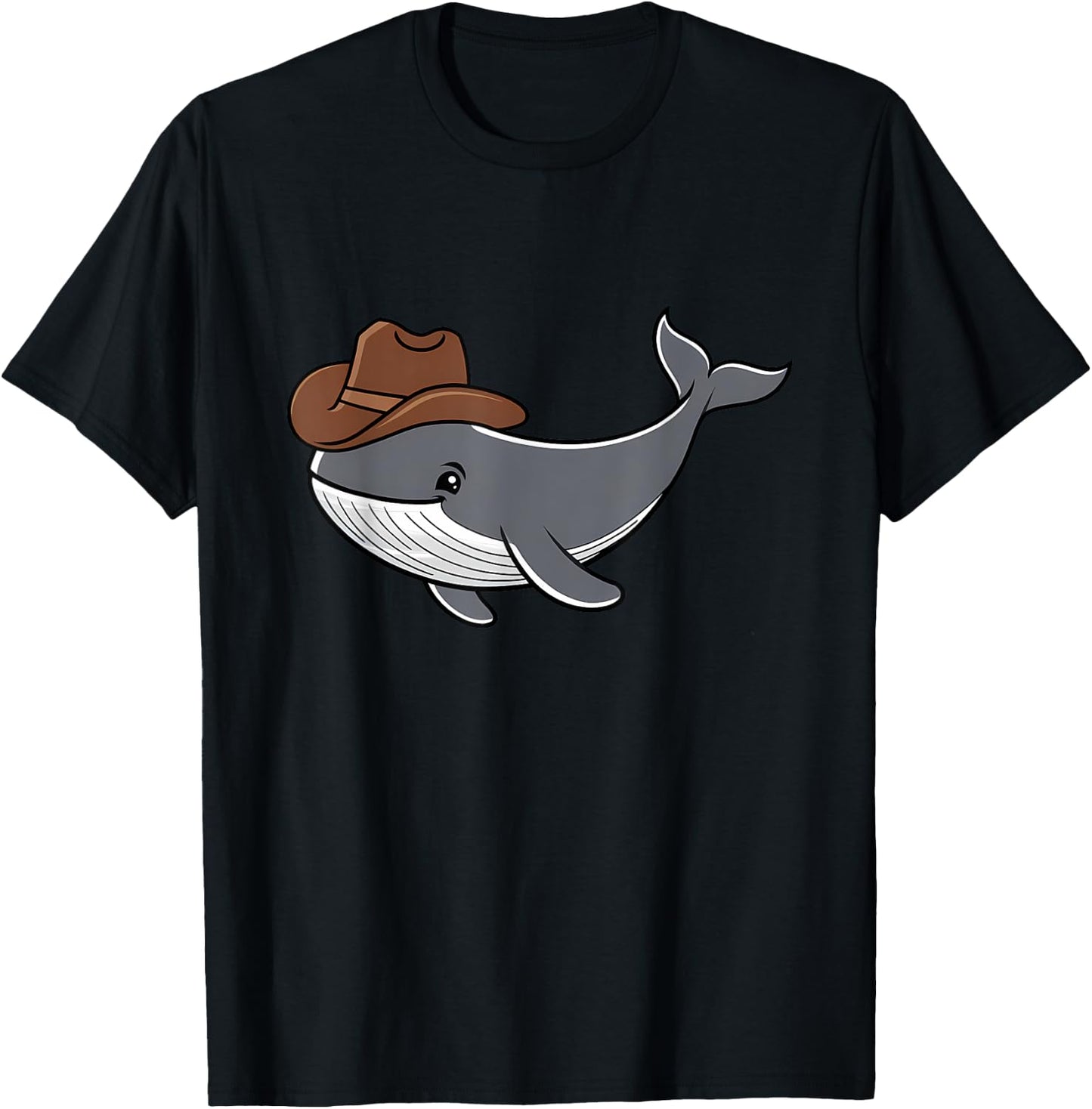 Cowboy Whale Fun Humor Coastal Western Quirky Animal T-Shirt - T-Shirt | Black
