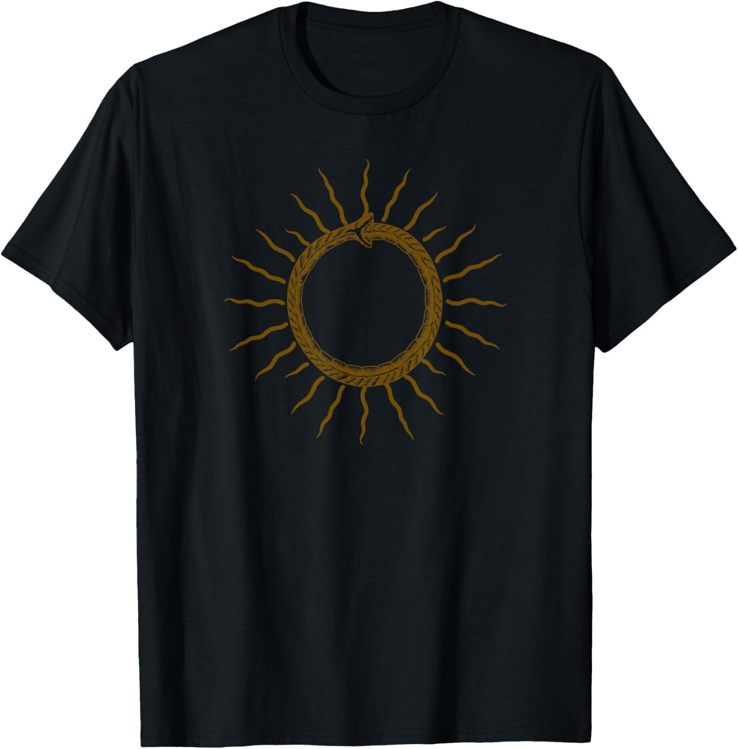 Ouroboros as sun self-eating Snake Symbol occult Magick T-Shirt - T-Shirt | Black