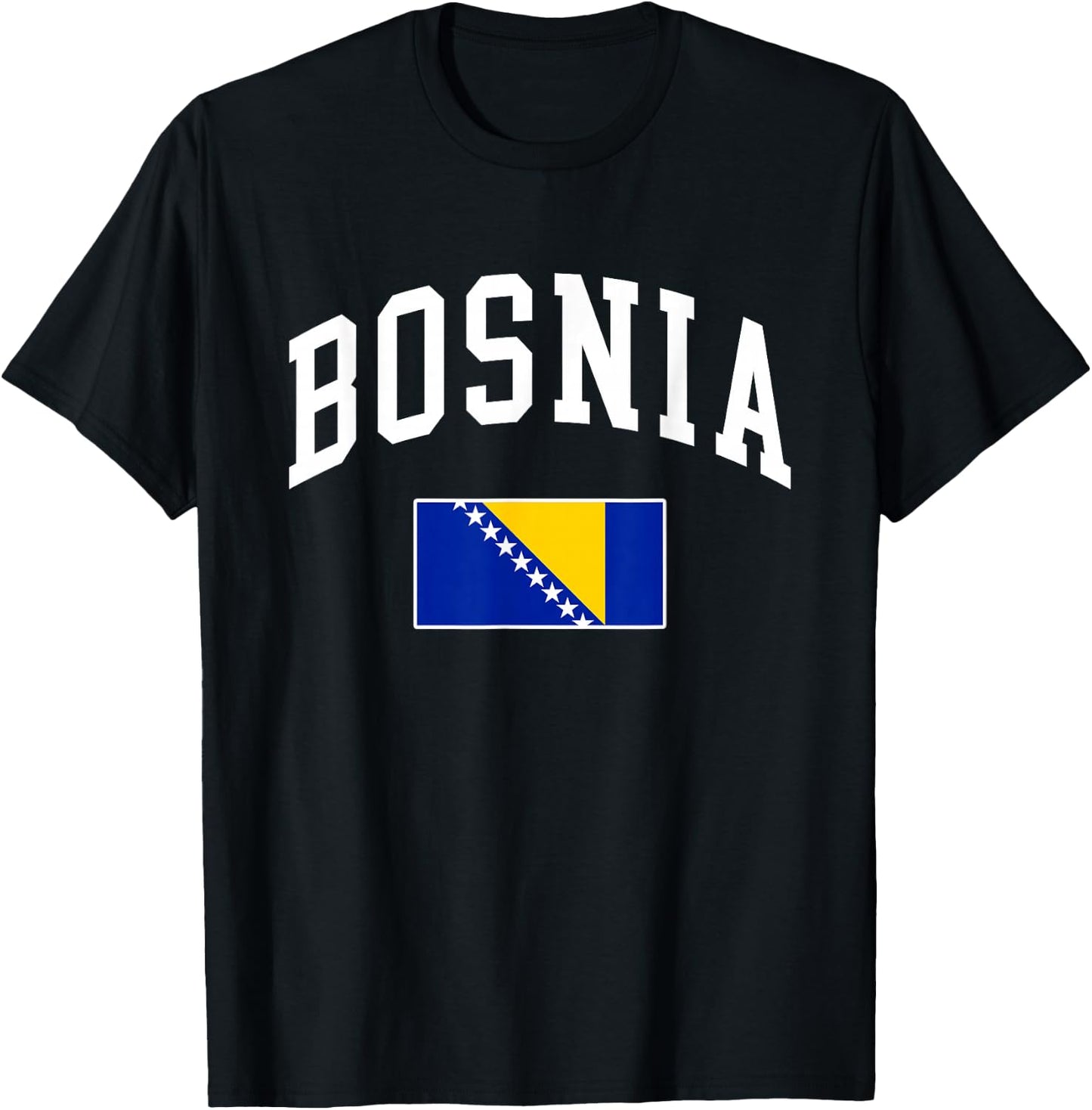 Bosnia and Herzegovina Flag Retro Vintage Classic Graphic T-Shirt - T-Shirt | Black