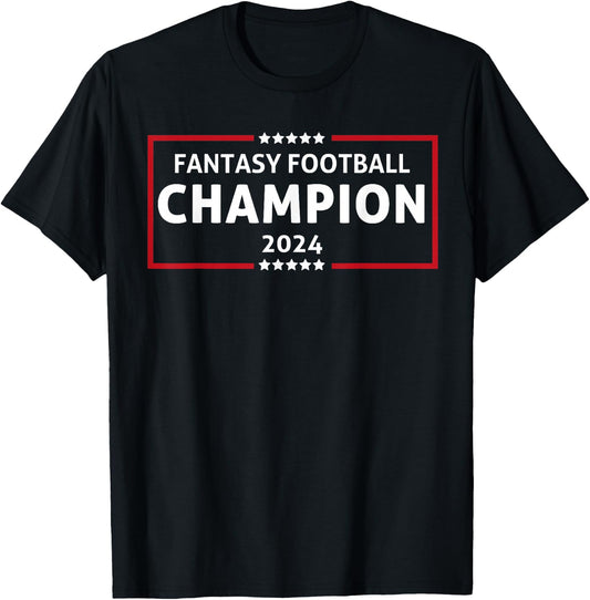 Fantasy Football Champion 2024 Winner Fantasy League Champ T-Shirt - T-Shirt | Black