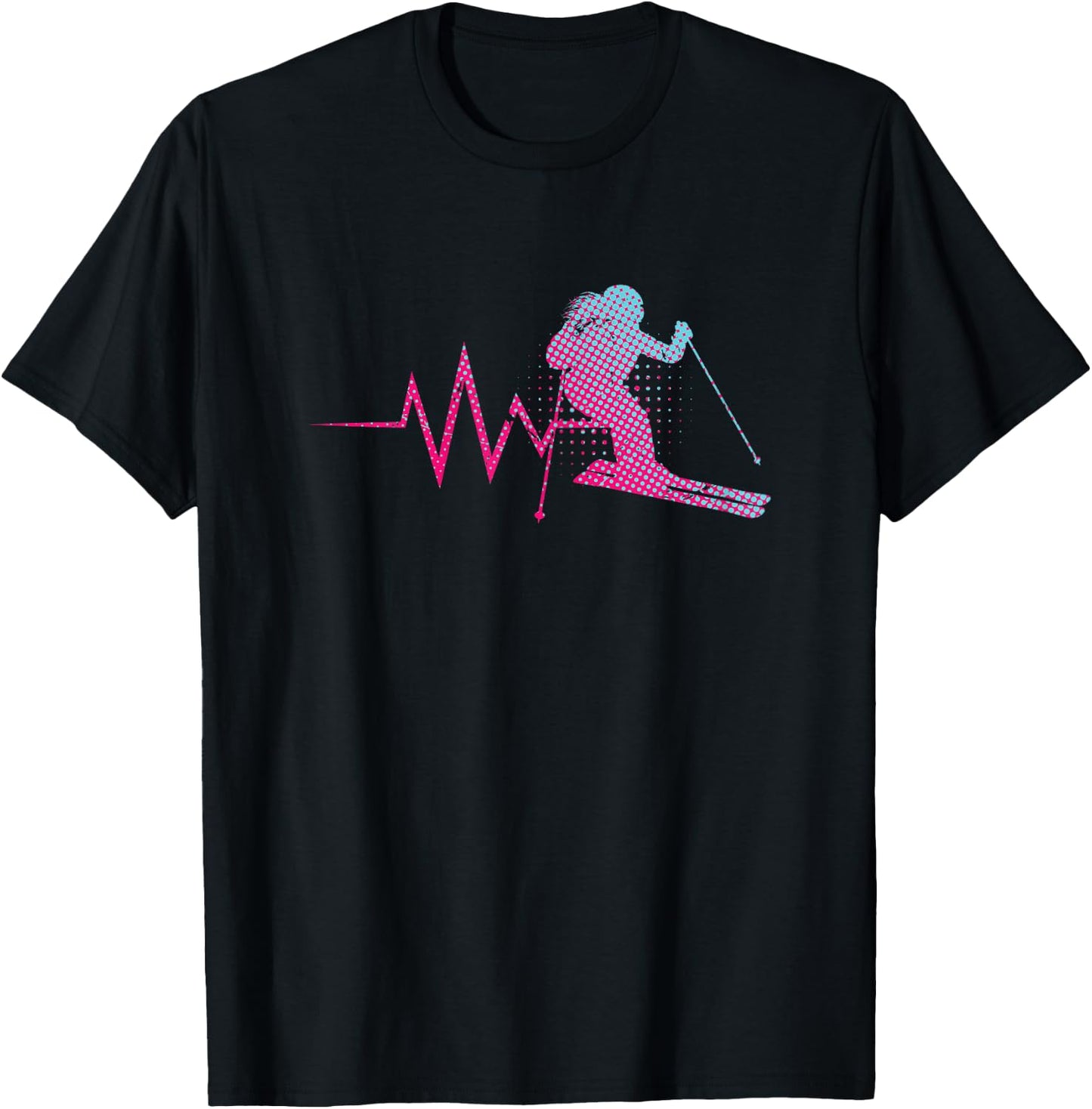 Skilfahrerin Herzschlag Ski Girls Women Ski Helmet Skiing , black T-Shirt - T-Shirt | Black