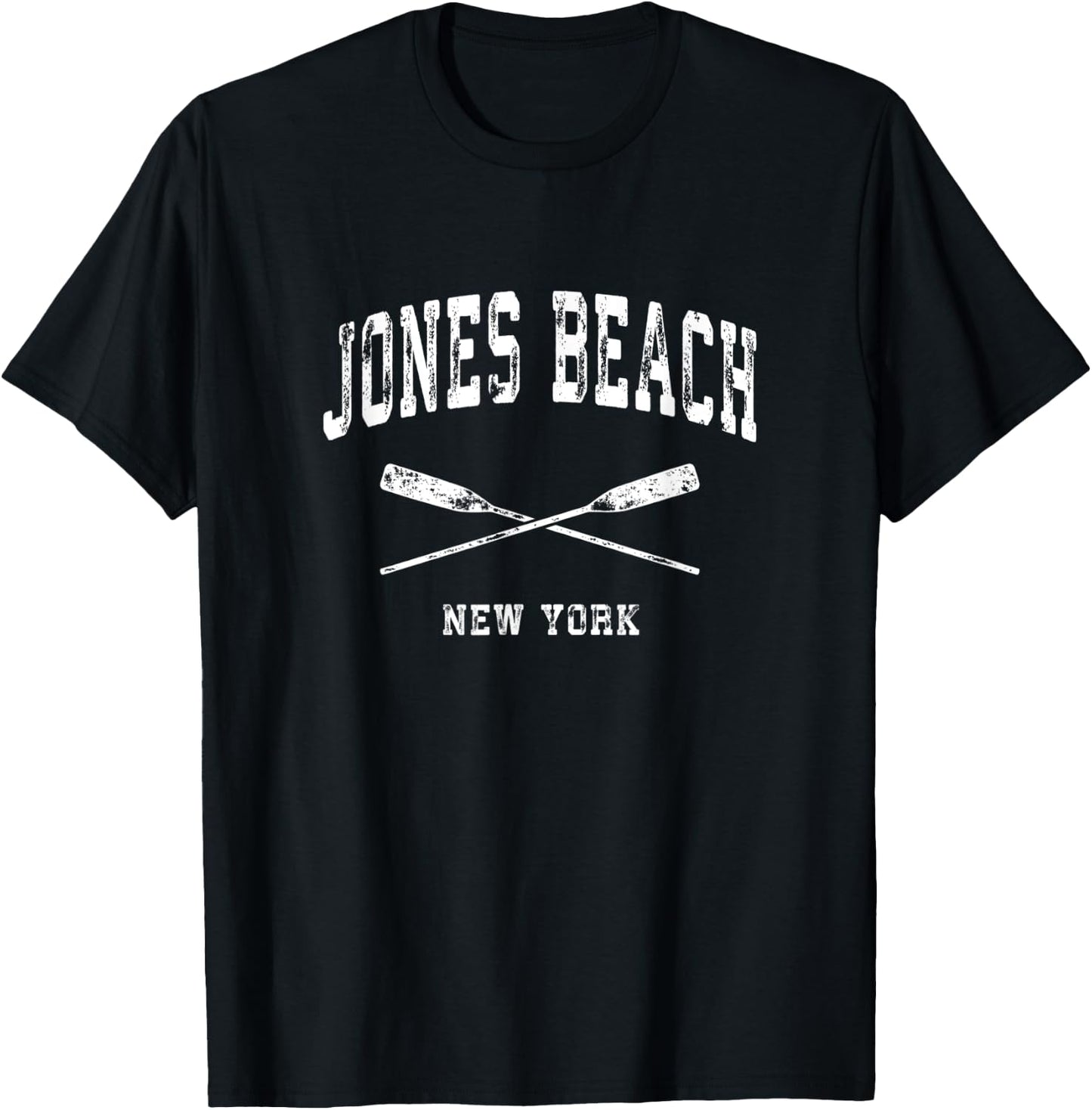 Jones Beach New York Vintage Nautical Crossed Oars Men Women Kids T-Shirt - T-Shirt | Black
