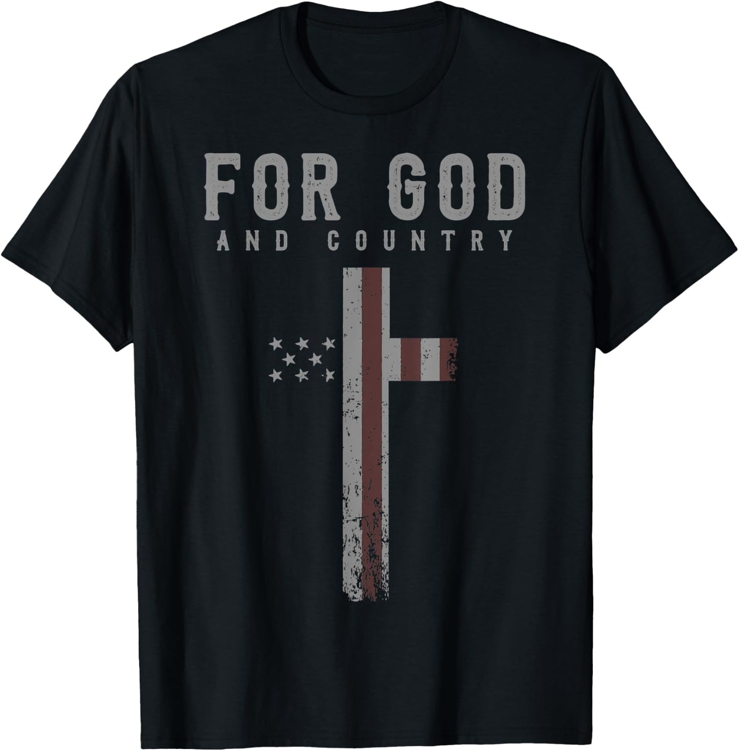 For God and Country Cross American Flag US Patriotic Faith Men T-Shirt - T-Shirt | Black