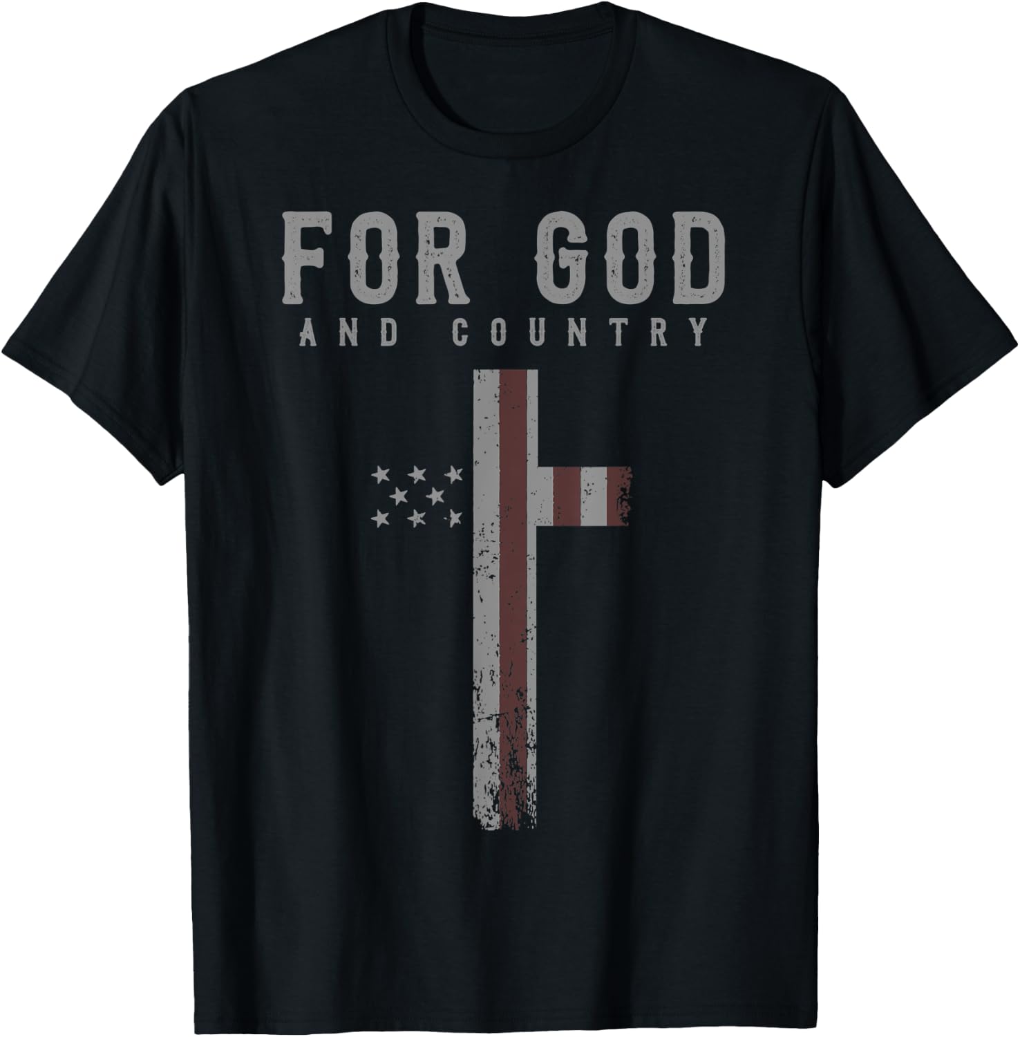 For God and Country Cross American Flag US Patriotic Faith Men T-Shirt - T-Shirt | Black
