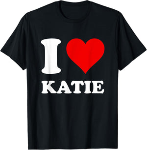 Red Heart I Love Katie T-Shirt - T-Shirt | Black