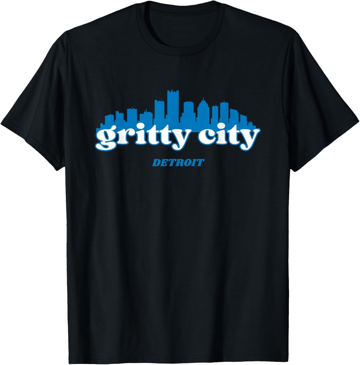 Gritty city Detroit Michigan Blue and White T-Shirt - T-Shirt | Black
