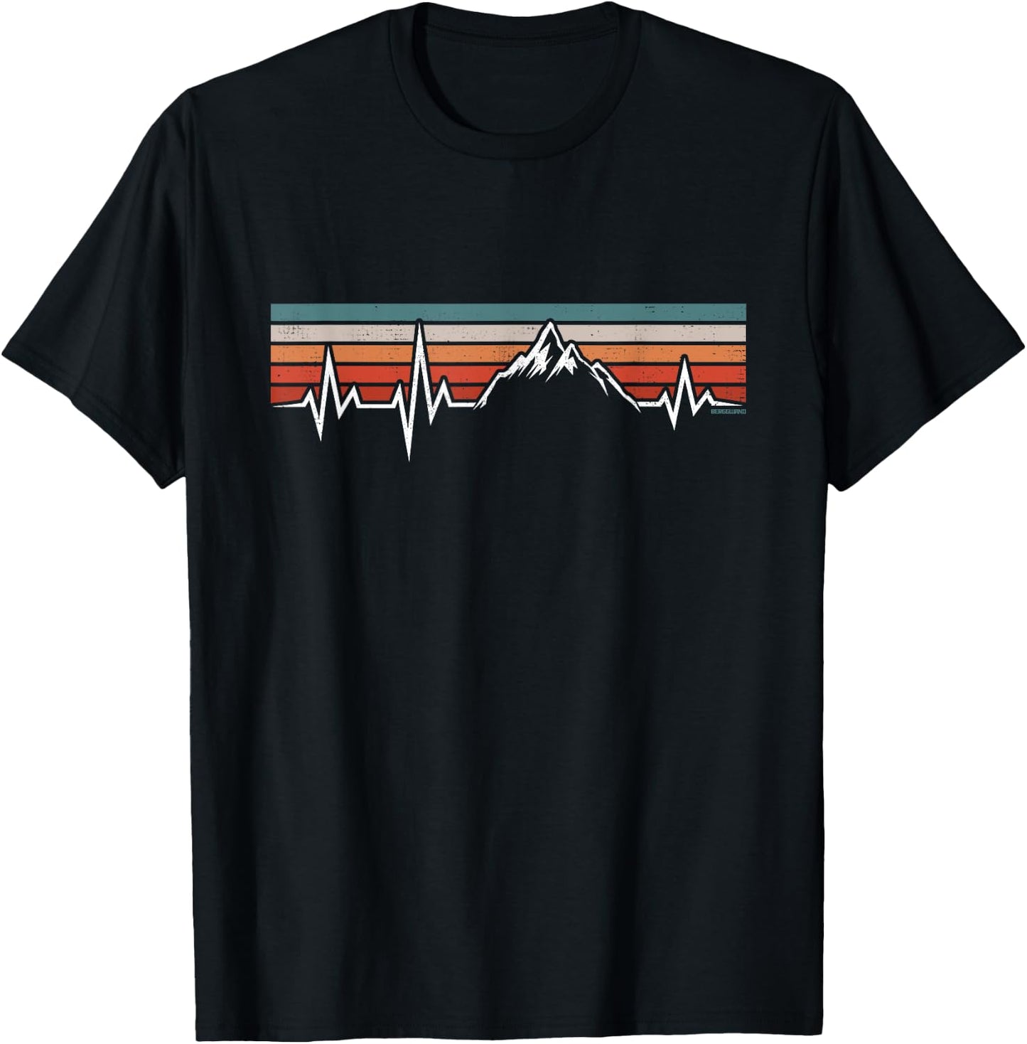 Herzschlag Berge Bergwandern Wandern Berg EKG Wander T-Shirt - T-Shirt | Black