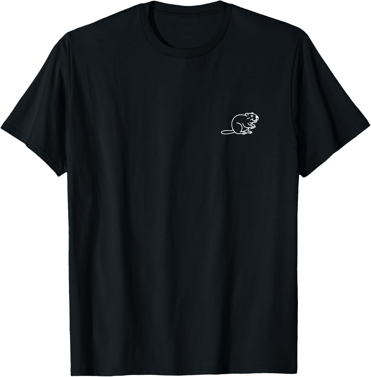 Beaver Minimalist Badge Patch Line Art Animal T-Shirt - T-Shirt | Black