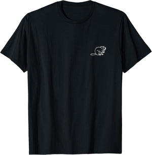 Beaver Minimalist Badge Patch Line Art Animal T-Shirt - T-Shirt | Black