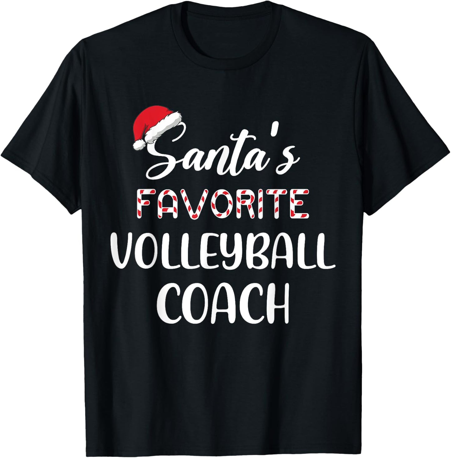 Santa's Favorite Volleyball Coach Pajama Christmas Funny T-Shirt - T-Shirt | Black