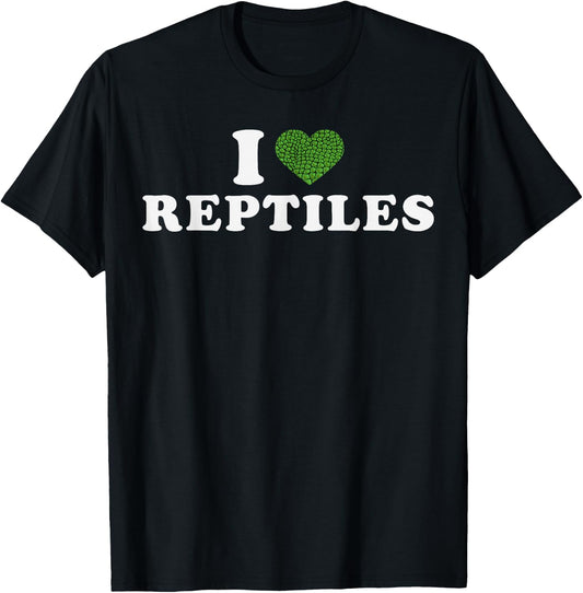 I Heart Reptiles Love Reptile Lover Lizard T-Shirt - T-Shirt | Black