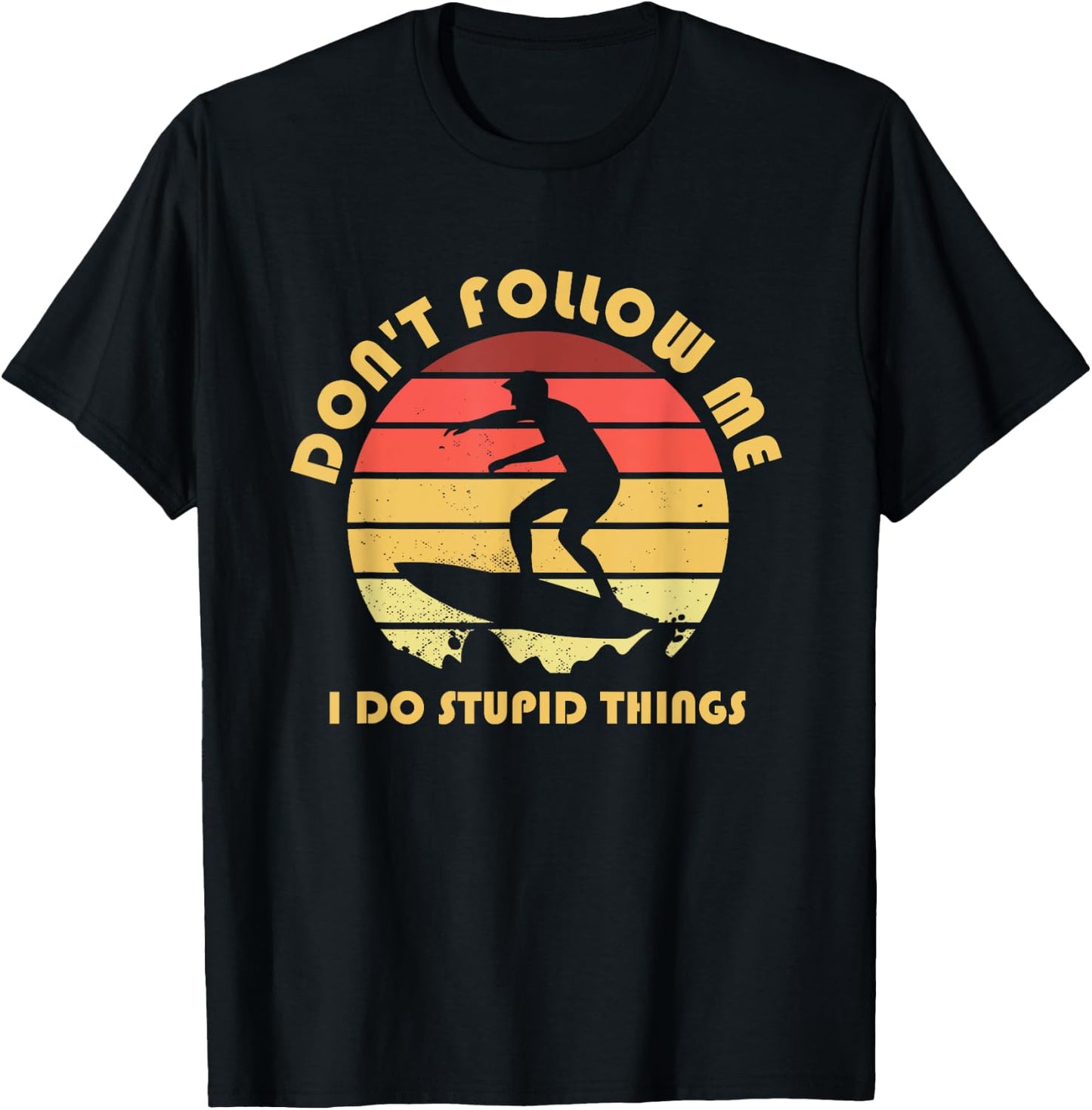 Surfer Retro Vintage Stunts Surfing Surf Surfboard Sea Gift T-Shirt - T-Shirt | Black