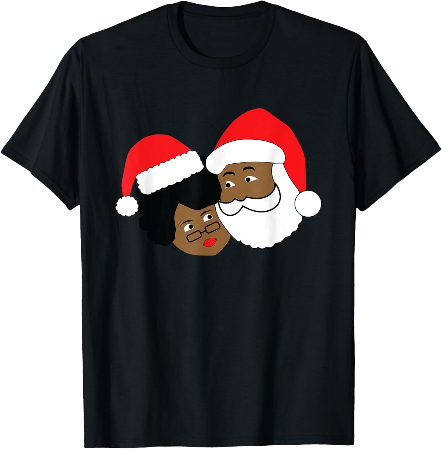 Black Loving Santa Claus and Mrs. Claus Ethnic Christmas T-Shirt - T-Shirt | Black