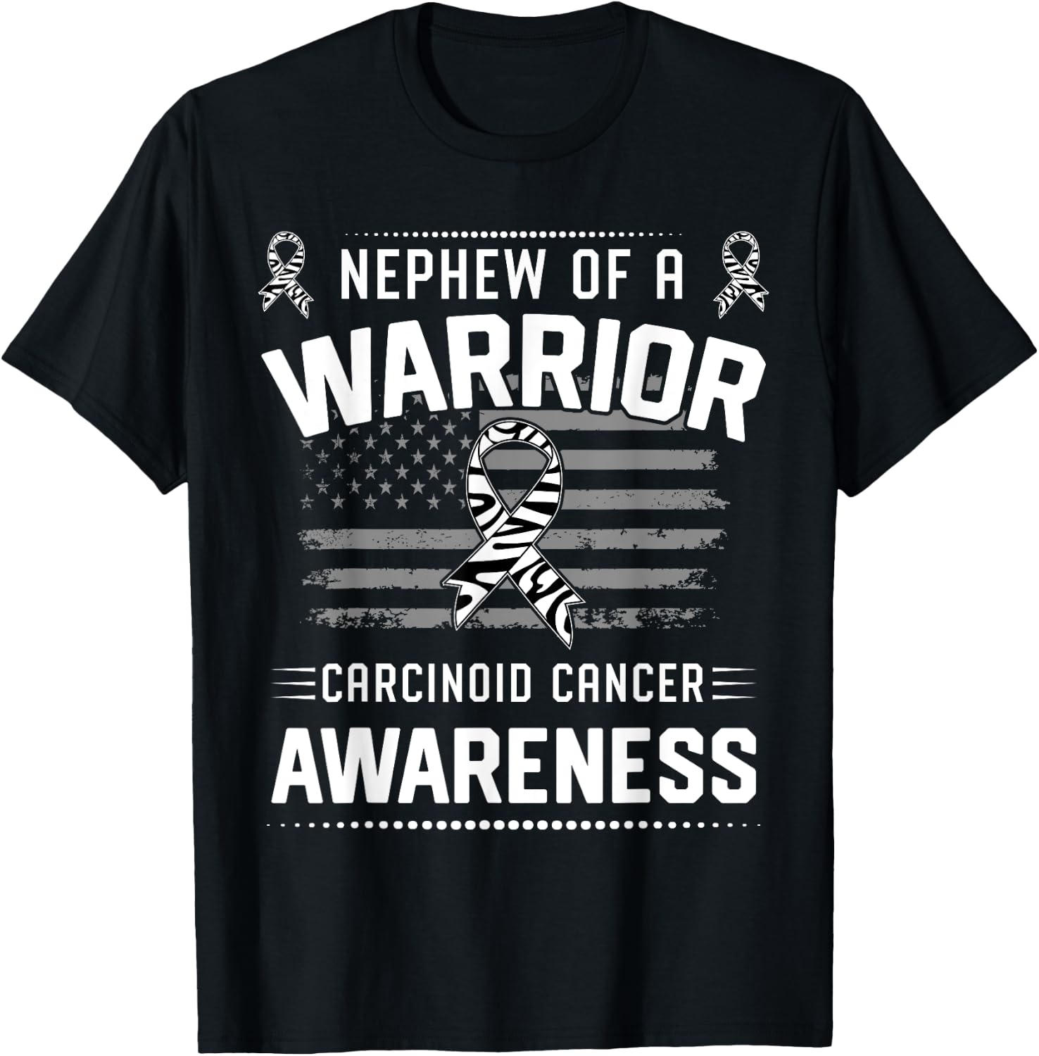 Nephew Of A Warrior Carcinoid Cancer Awareness T-Shirt - T-Shirt | Black