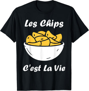 Les chips c'est la vie potato food Humor Chips T-Shirt - T-Shirt | Black